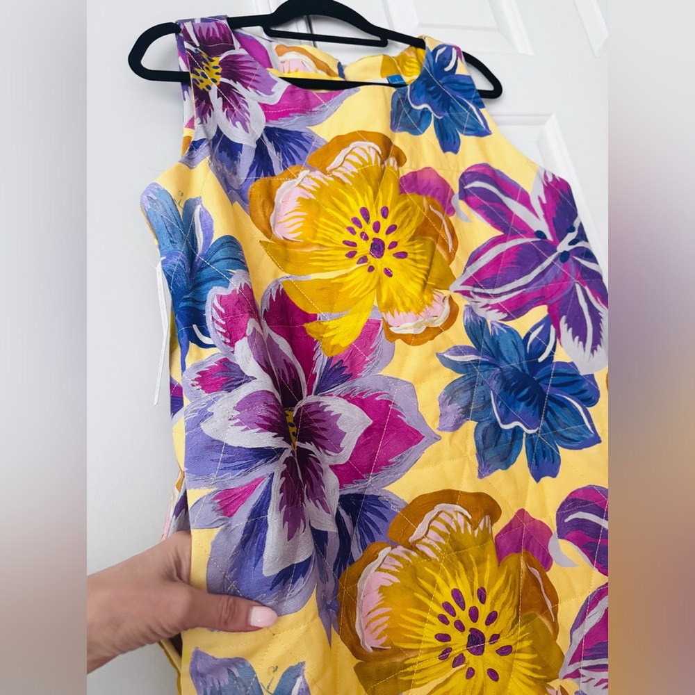 Farm Rio Floral Sleeveless Quilted Shift Mini Dress - Picture 7 of 13